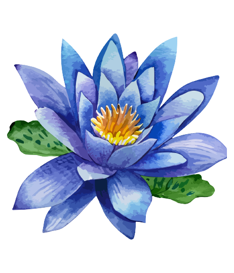 A cartoon illustration of Nil manel or Bluewater Lily flower which is the national flower of Sri Lanka.