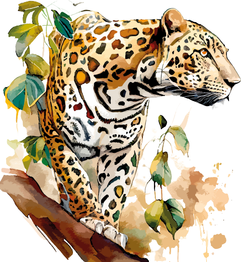 A cartoon illustration of a Sri Lankan Leopard which can be spotted during the adventures on a holiday to Sri Lanka.