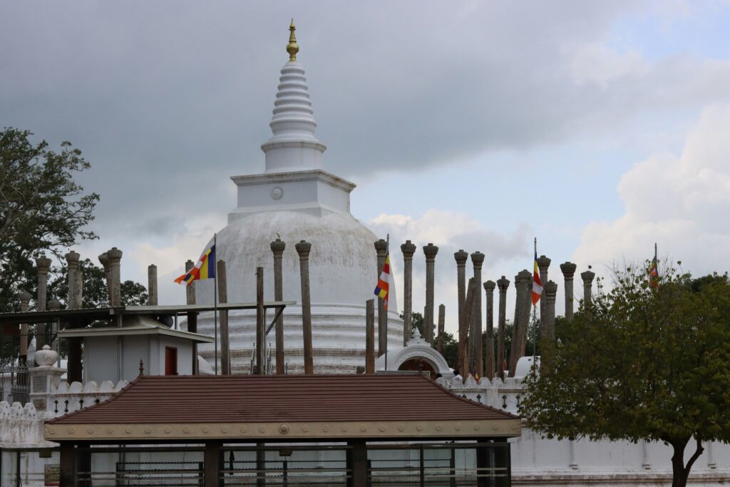 The stupa the Ratnadeepa Stupa in Sri Lanka, also known as the Ruwanwelisaya Stupa or Swarnamali Stupa. It is located in Anuradhapura and is one of the most significant and revered stupas in Sri Lanka built by King Dutugemunu.